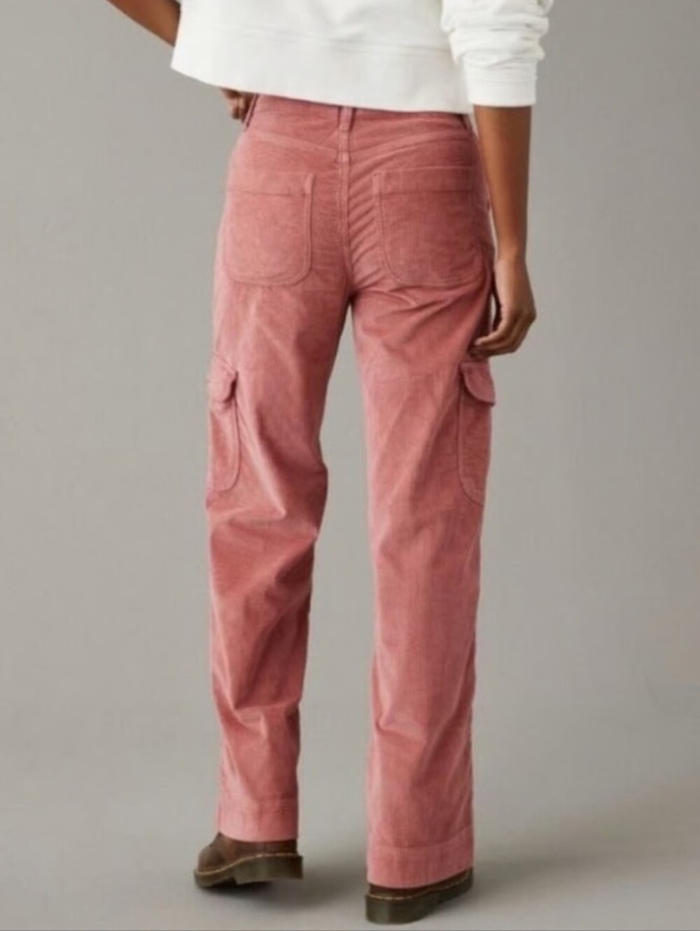 American Eagle  Corduroy Cargo Pants Dusty Pink Size 0R Y2K Wide Leg - Picture 2 of 16